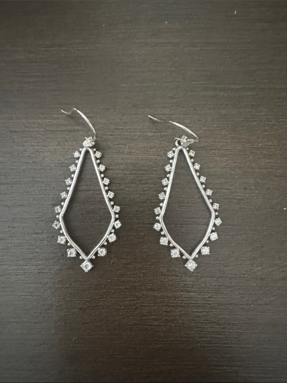 Kendra Scott Silver Teardrop Crystal Halo Dangle Earrings
